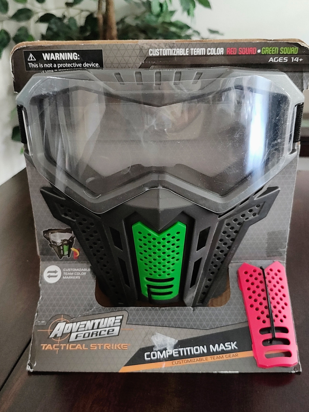 Tactical Strike Competition Mask - Black with Green & Pink Accents